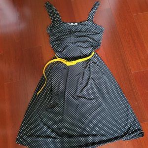 Motherhood Maternity Black with White Polka Dots Fit and Flare Dress